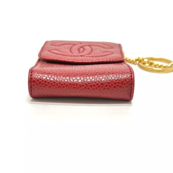 CHANEL CC CC Mark mini Pouch Cigarette case Caviar Leather Red - Picture 9 of 11